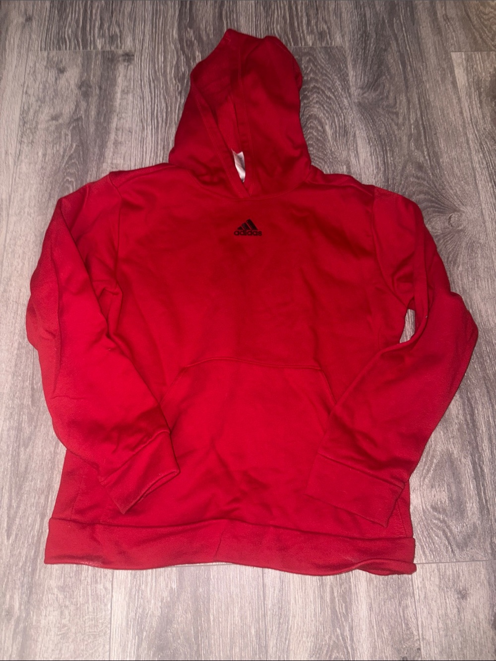adidas Red kids Crewneck Hoodie with Small Logo